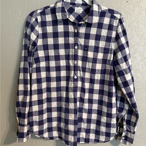 Women’s J-Crew Navy and White Plaid Casual Shirt